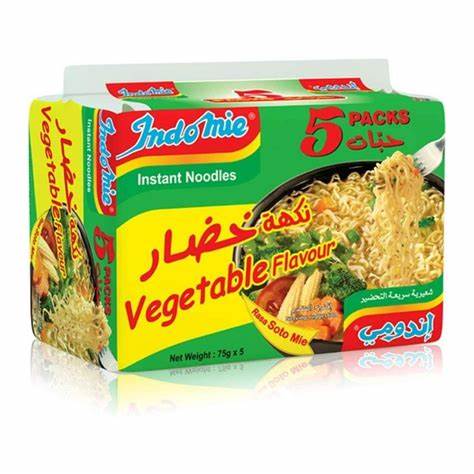 Indomie Vegetable Flavor Instant Noodles 75g x Pack of 5 (KSA IMPORTED)